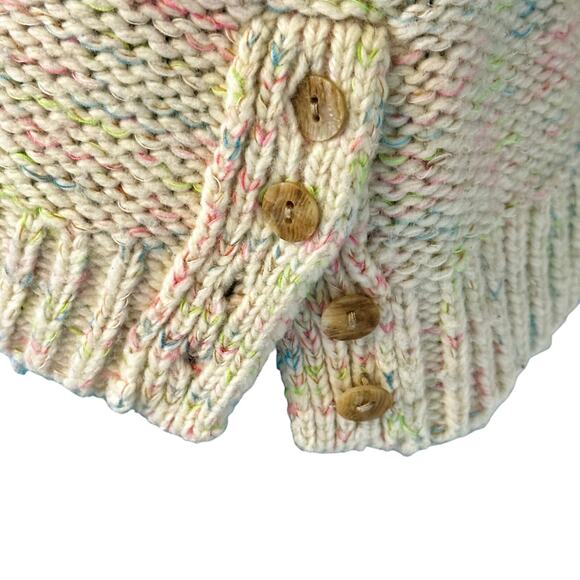 Moth by Anthropologie Button-Hem Speckled Knit Sweater Cream Multicolor Women M - Picture 3 of 6